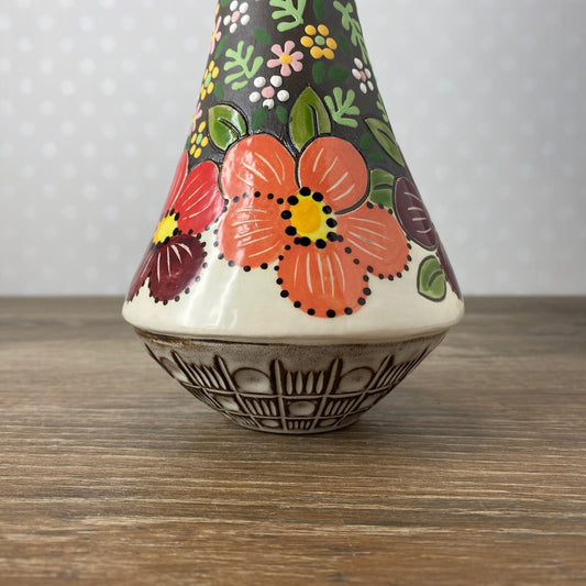 Funnel Vase with Floral Band