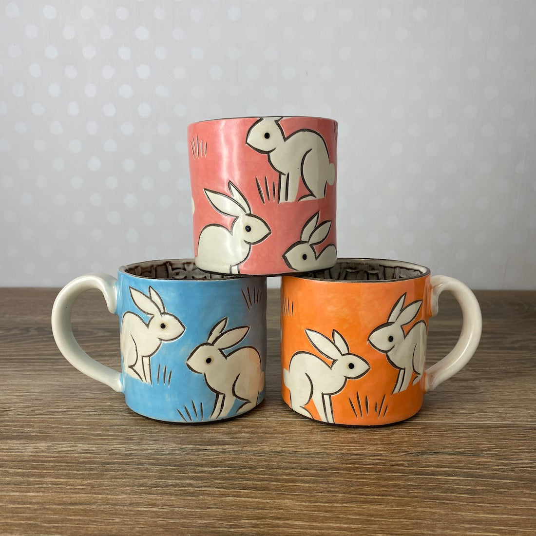 Charming Stoneware Mug with Rabbits
