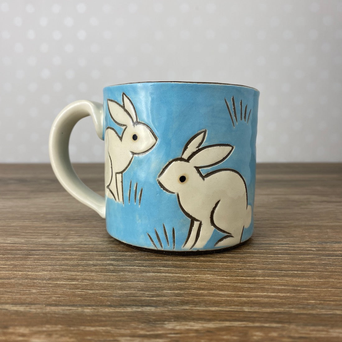 Charming Stoneware Mug with Rabbits