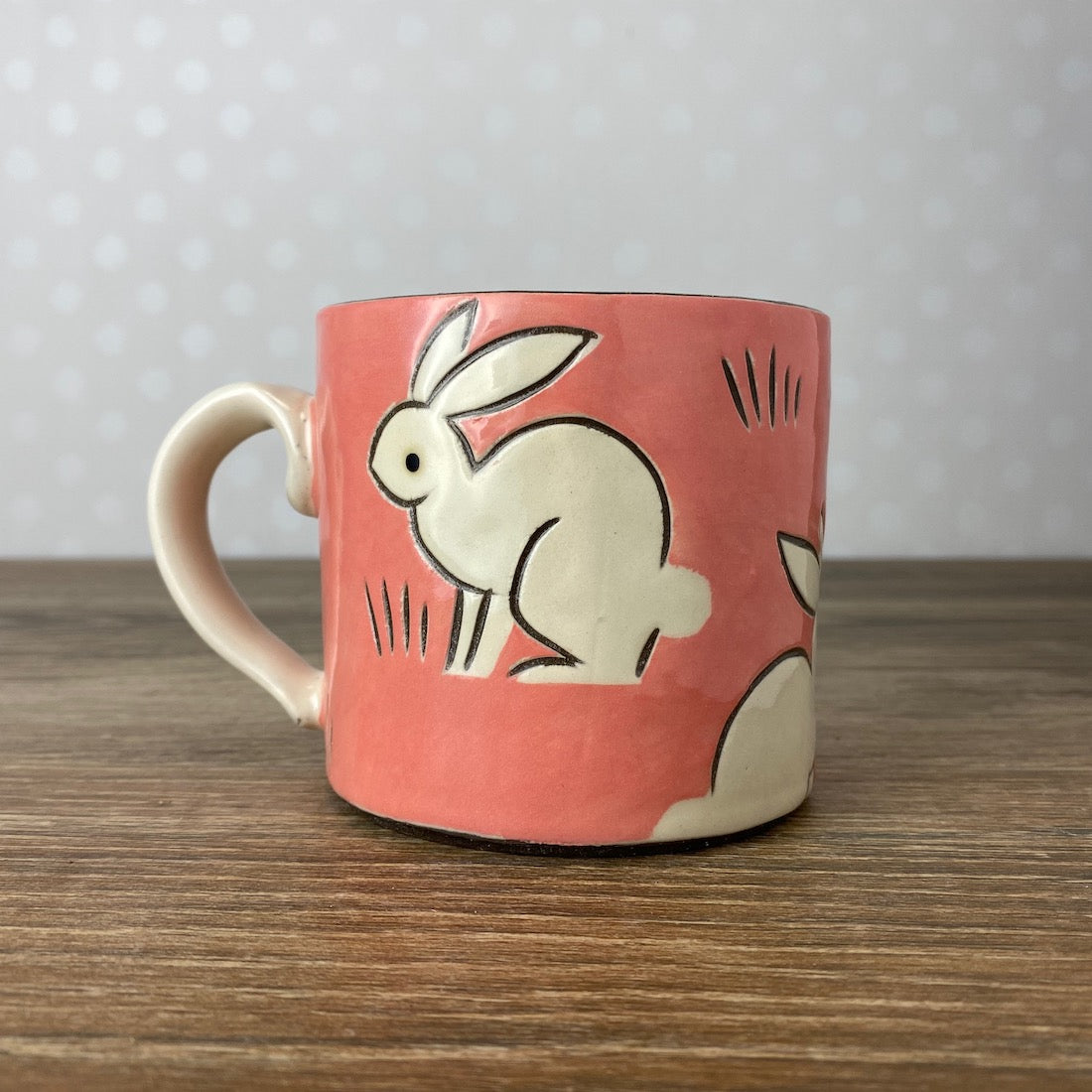 Charming Stoneware Mug with Rabbits