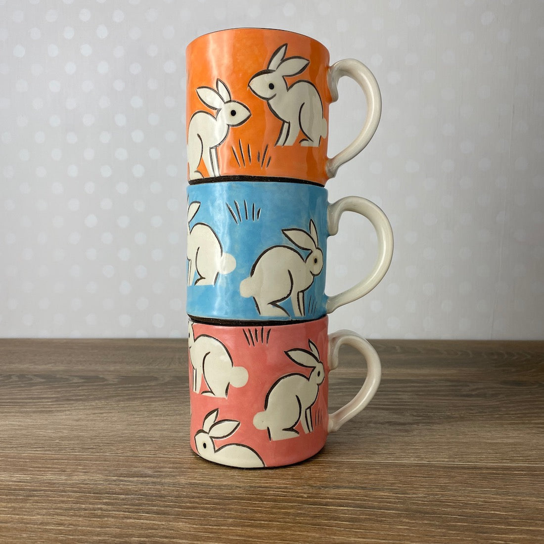Charming Stoneware Mug with Rabbits
