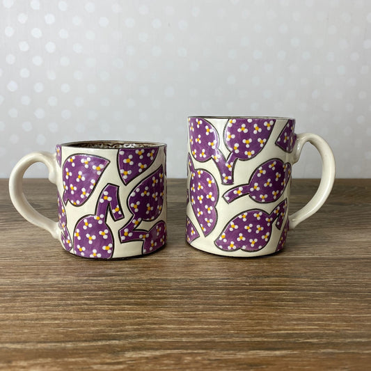 Handpainted Stoneware Mug | Purple Calico Leaves