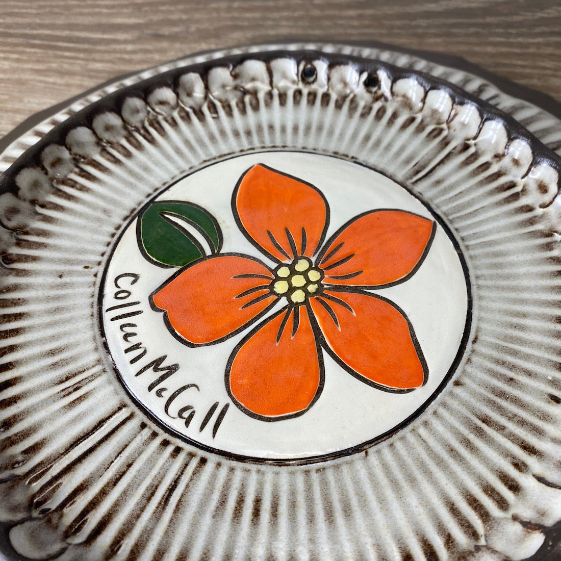 Green Round Hand Painted Platter