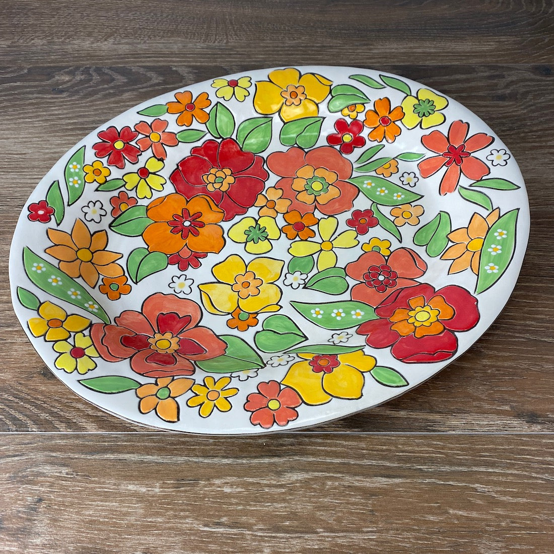 Hand Painted Basket Platter