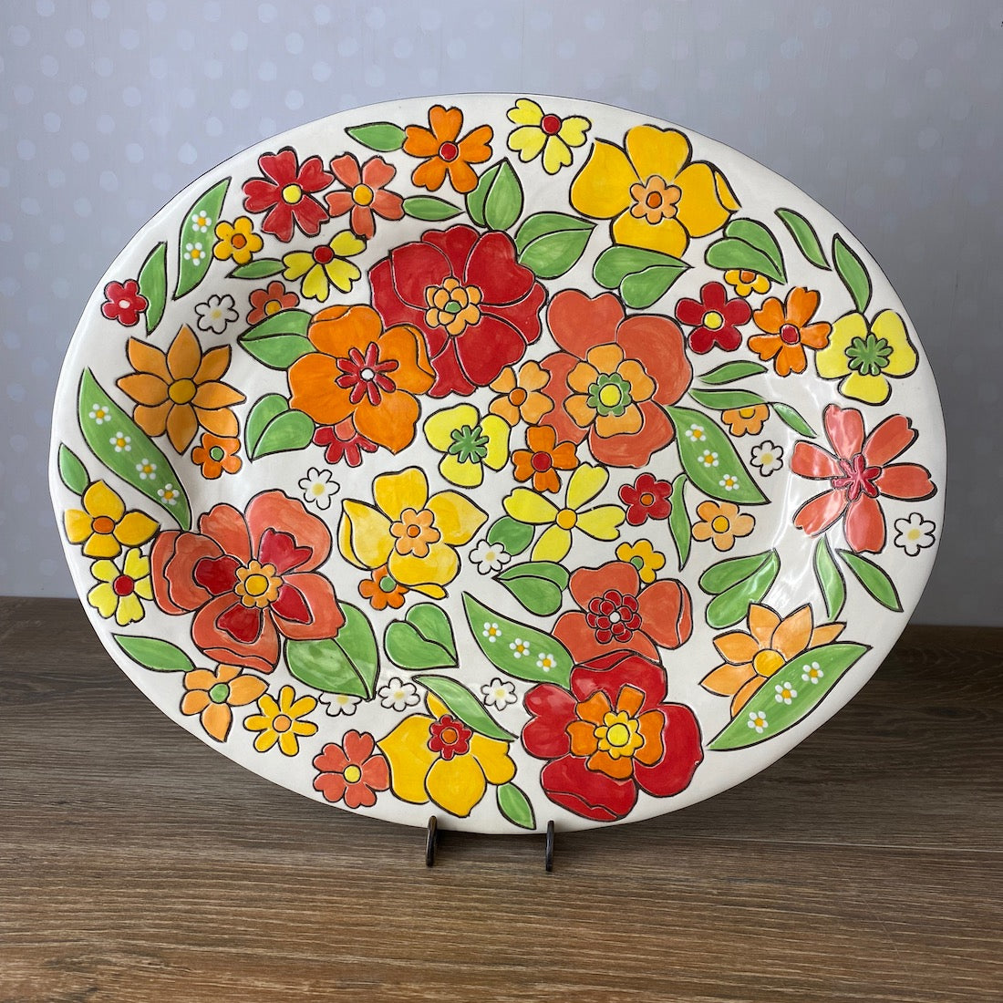 Hand Painted Basket Platter