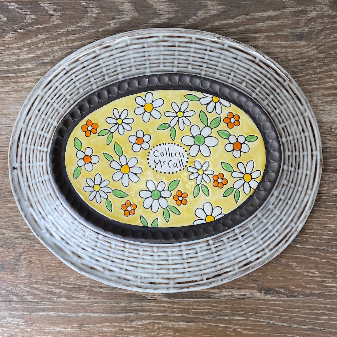 Hand Painted Basket Platter