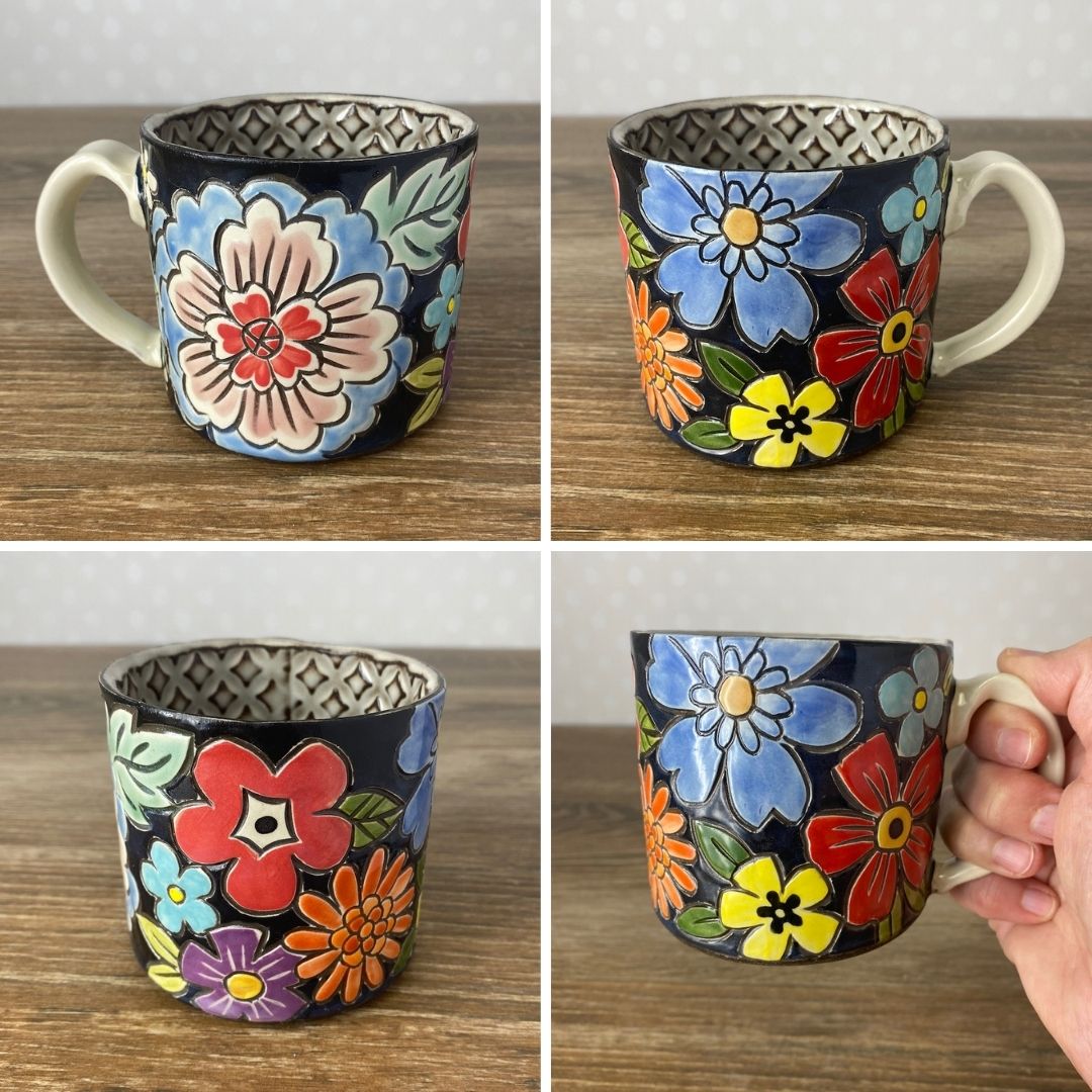 Handpainted Stoneware Mug | Multi-floral